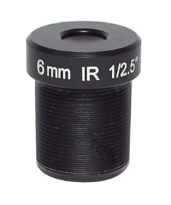 M12, 1/2.5", 6mm, F2.0, 5MP, no IR filter